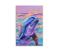 ZLXZPL Europe Peinture murale Art Toile Affiches d'art Poster coloré Dauphin Pop Art décoratif 40 x 60 cm Sans cadre
