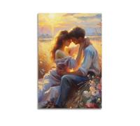 ZLXZPL Europe Peinture murale Art Toile Affiches - Figure romantique Poster Impressionniste - Peinture - Couple au coucher du soleil - 40 x 60 cm - Style sans cadre
