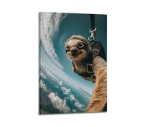 ZLXZPL Europe Peinture murale Art Toile Poster Animal Poster Parachutisme Parachute Sourire Décor créatif 20 x 30 cm Cadre
