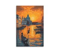 ZLXZPL Impression sur toile de bureau - Paysage urbain - Canal de Venise au coucher du soleil - Poésie romantique - Art décoratif artistique - 20 x 30 cm - Style sans cadre