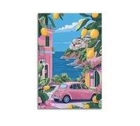 ZLXZPL Impression sur toile murale d'Europe - Affiche de paysage - Ville de citron - Vue sur la mer - Décoration artistique - 20 x 30 cm - Style sans cadre