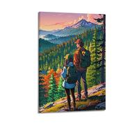 ZLXZPL Impression sur toile murale Europe - Affiche de paysage - Vue de couple de randonnées - Art décoratif - 60 x 90 cm - Style cadre