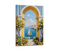 ZLXZPL Impression sur toile murale Europe - Affiche de paysage - Vue sur la mer - Art décoratif - 60 x 90 cm - Style cadre