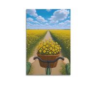 ZLXZPL Impression sur toile murale Europe - Poster paysage - Cyclisme dans un champ de fleurs - Décoration sur toile sans cadre - 30 x 45 cm