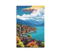 ZLXZPL Impression sur toile murale Europe Poster ville Montreux Suisse Bord du lac Art décoratif 40 x 60 cm Sans cadre