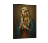 ZLXZPL Impression sur toile pour bureau - Affiche religieuse en prière Madonna - Art décoratif spirituel paisible - 40 x 60 cm - Style cadre