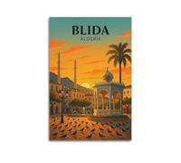 ZLXZPL Impression sur toile pour bureau - Impression sur toile - Impression de ville de Blida Algérie - Coucher de soleil carré - Art décoratif - 40 x 60 cm - Style sans cadre