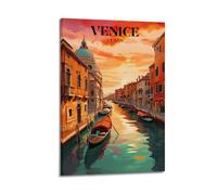 ZLXZPL Peinture murale de bureau, affiches sur toile, affiche de paysage, affiche de charme de canal de Venise, décoration romantique, peinture créateur, 40 x 60 cm, style cadre