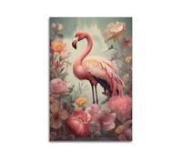 ZLXZPL Peinture murale de bureau - Affiches sur toile - Poster animal flamant rose parmi les fleurs - Image élégante - Montrer un charme gracieux - Peinture décorative - 30 x 45 cm - Style sans cadre