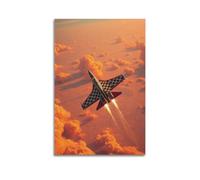 ZLXZPL Peinture murale de bureau - Affiches sur toile - Poster créatif Jet Fighter Orange Skies Peinture dynamique 50 x 75 cm - Style sans cadre