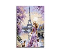 ZLXZPL Peinture murale de bureau - Affiches sur toile - Poster fantaisie femme à Paris - Image de rêve - Charme magique - Peinture décorative - 20 x 30 cm - Style sans cadre