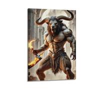 ZLXZPL Peinture murale de bureau - Affiches sur toile - Poster fantaisie - Minotaure - Image féroce comme une créature - Montre sauvage Charme - Peinture décorative - 30 x 45 cm - Style cadre