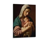 ZLXZPL Peinture murale de bureau, affiches sur toile, sculpture religieuse, statue de Madonna enfant, peinture décorative, 50 x 75 cm, style cadre