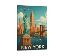 ZLXZPL Peinture murale sur toile pour bureau, affiche de paysage, affiche de monuments de New York, décoration vibrante, 30 x 45 cm, style cadre