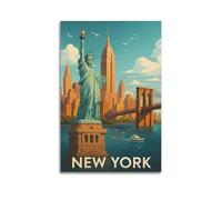 ZLXZPL Peinture murale sur toile pour bureau, affiche de paysages de New York, décoration vibrante, 50 x 75 cm, style sans cadre