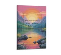 ZLXZPL Peinture murale sur toile pour bureau - Poster de figurines - Paysage - Coucher de soleil - Faith Empowers Achieve Body - Peinture décorative avec cadre - 30 x 45 cm