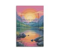 ZLXZPL Peinture murale sur toile pour bureau - Poster paysage coucher de soleil Faith Empowers Achieve Body - Mind Strength Decor Painting 30 x 45 cm - Style sans cadre