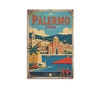 ZLXZPL Poster de voyage style vintage de Palerme, Sicile - Impression sur toile pour décoration d'intérieur moderne - 30 x 45 cm - Sans cadre