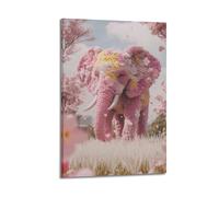 ZLXZPL Tableau mural sur toile pour bureau, affiche d'art, affiche de fleur, éléphant, guérison de rêve, décoration sur toile, 20 x 30 cm, style cadre