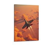 ZLXZPL Tableau mural sur toile pour bureau - Poster créatif - Jet Fighter Orange Skies Peinture dynamique 20 x 30 cm - Style cadre