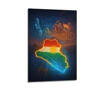 ZLXZPL Toile murale avec impression sur toile de style rétro - Histoire du Kurdistan - Décoration murale moderne pour salon - 30 x 45 cm - Cadre