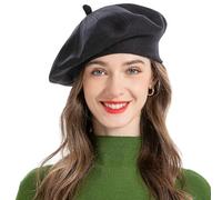 ZLYC Béret basque, classique Français, unicolore, chaud, pour femme, Noir , taille unique