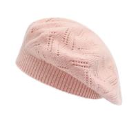 ZLYC Béret basque, classique Français, unicolore, chaud, pour femme, Tricot rose., taille unique