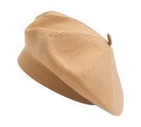 ZLYC Béret basque, classique Français, unicolore, chaud, pour femme, Twist Camel, taille unique