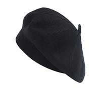 ZLYC Béret basque, classique Français, unicolore, chaud, pour femme, Twist noir., taille unique