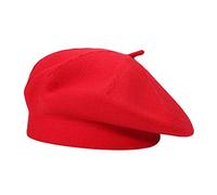 ZLYC Béret basque, classique Français, unicolore, chaud, pour femme, Twist rouge, taille unique