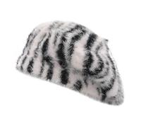 ZLYC Béret basque pour femme, Motif zèbre noir et blanc, taille unique