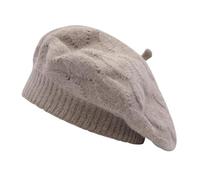 ZLYC Béret pour Femme, Motif de câble Brun Clair, Taille Unique