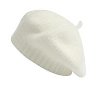 ZLYC Bérets Basques Tressés en Laine Baggy pour Femme(Couleur : Blanc uni),Taille Unique