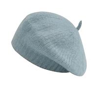 ZLYC Bérets Basques Tressés en Laine Baggy pour Femme(Couleur : Bleu uni),Taille Unique