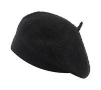 ZLYC Bérets Basques Tressés en Laine Baggy pour Femme(Couleur : Noir),Taille Unique