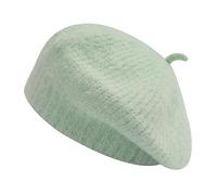 ZLYC Bérets Basques Tressés en Laine Baggy pour Femme(Couleur Unie Vert Menthe),Taille Unique
