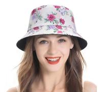 ZLYC Bob/Chapeau de Soleil/Plage/pêche Unisexe en Toile, imprimé Plante/Fleur/forêt Tropicale, Taille Unique