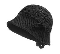 ZLYC Bob en coton, chapeau d'été au crochet fait main avec motif floral, Taille unique