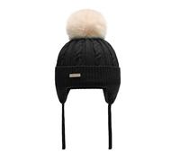 ZLYC Bonnet d'hiver en Coton à Pompons pour Enfant et Fille, Couleur : Noir uni, Taille Unique