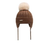 ZLYC Bonnet d'hiver en Coton à Pompons pour Enfant et Fille, Marron uni, Taille Unique