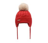 ZLYC Bonnet d'hiver en Coton à Pompons pour Enfant et Fille, Rouge uni, Taille Unique