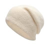 ZLYC Bonnet d'hiver en Tricot côtelé pour Femme, Blanc uni., Taille Unique