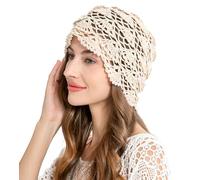 ZLYC Bonnet Souple crocheté en Coton pour Femme, Fait à la Main, pour l’été, Taille Unique