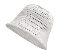 ZLYC Chapeau bob d'été en Tricot au Crochet en Coton Fait à la Main pour Femme, Tricot Blanc, Taille Unique