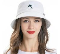 ZLYC Chapeau de pêcheur brodé Unisexe à la Mode Chapeau d'été Chapeau d'extérieur pour Adolescents, Baleine Blanche, Taille Unique