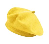ZLYC Femmes Classique Francais Laine Chapeau de Béret(Jaune Basique),Taille Unique