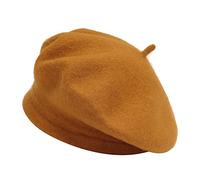 ZLYC Femmes Classique Francais Laine Chapeau de Béret(Jaune Boue),Taille Unique