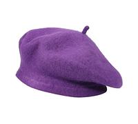 ZLYC Femmes Classique Francais Laine Chapeau de Béret(Violet foncé),Taille Unique