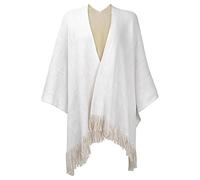 ZLYC Femmes Rétro Ouvert Cape Chaud Poncho Garniture à Franges