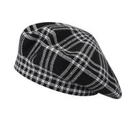 ZLYC Hiver Femmes Classique Francais Cachemire Chapeau de Béret Couche Double(Damier Noir),Taille Unique